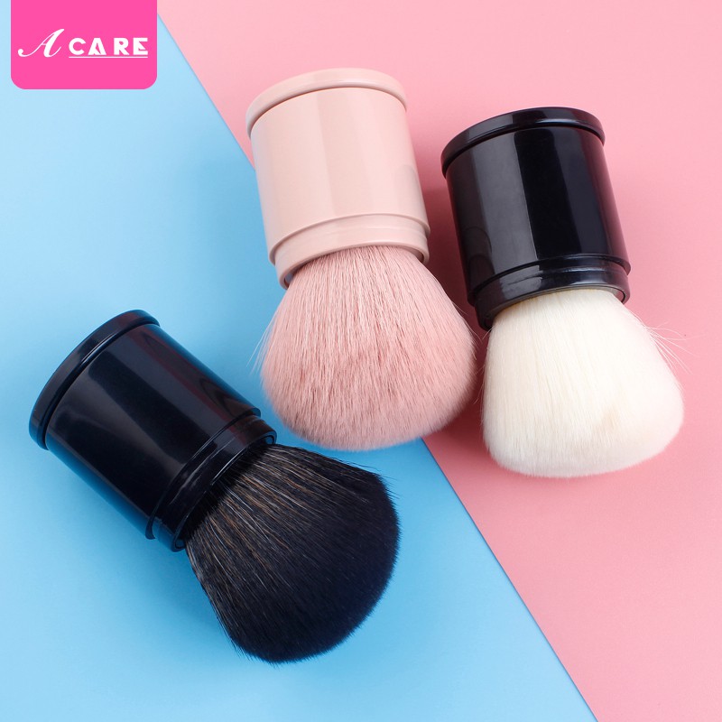 Retractable Kabuki Makeup Brush, Travel Face Blush Brush, Portable Powder Brush with Cover for Blush