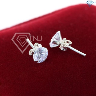 Bông tai bạc nam nữ đẹp giá rẻ đính đá BTN0044