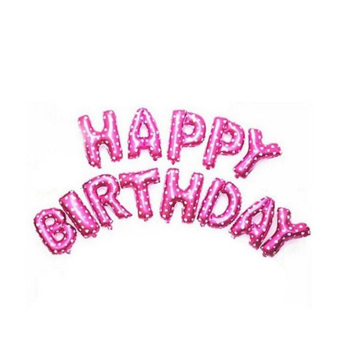 Bong Bóng chữ Happy birthday trang trí sinh nhật cao 40 cm, bộ 13 chữ Phụ kiện trang trí sinh nhật trang trí thôi nôi