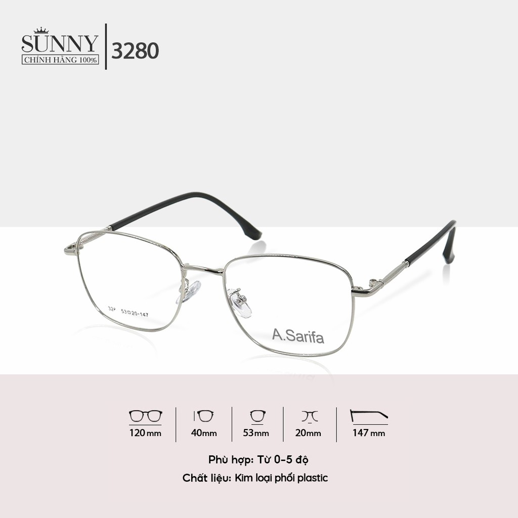 (Hàng chính hãng) Gọng kính vuông nam nữ Accede dòng Sarifa 3280 kim loại màu sắc thời trang