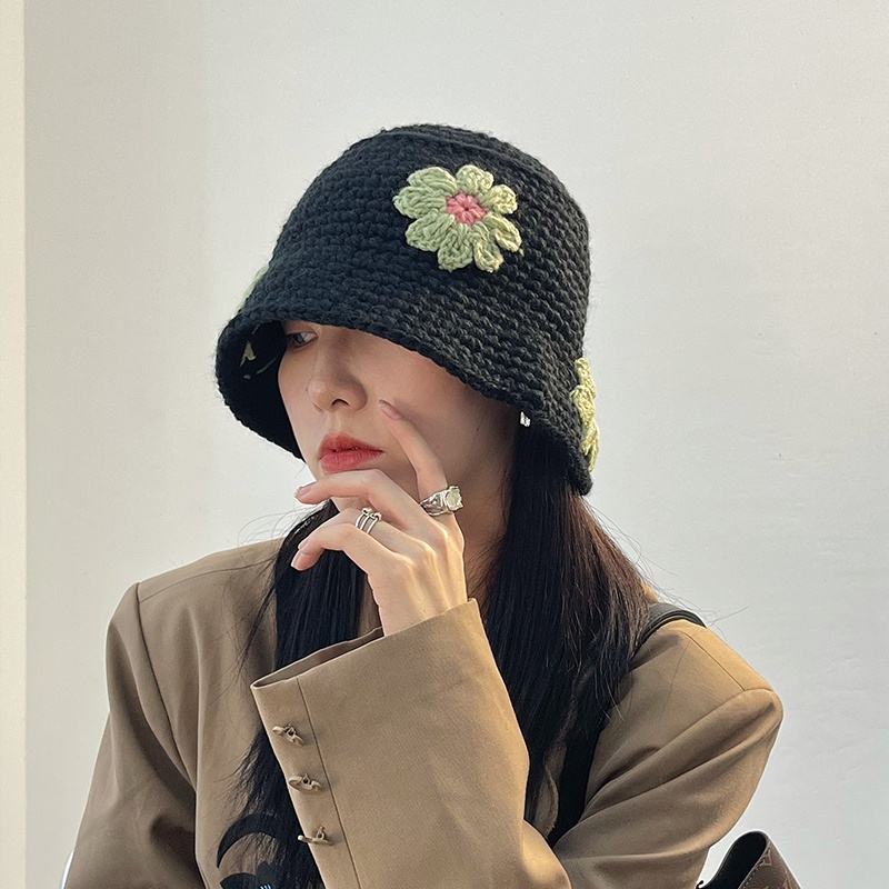 Mũ Bucket Dệt Kim Phong Cách vintage Thời Trang Thu Đông Dành Cho Nữ