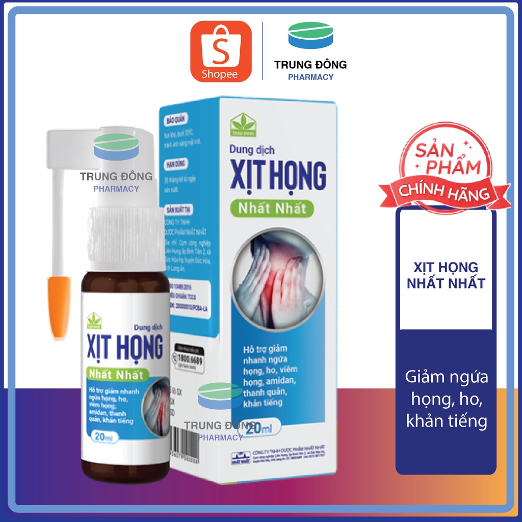 Xịt họng Nhất Nhất , giúp giảm đờm ho đau rát ngứa họng thanh quản , khản tiếng - Trung Đông Pharmacy