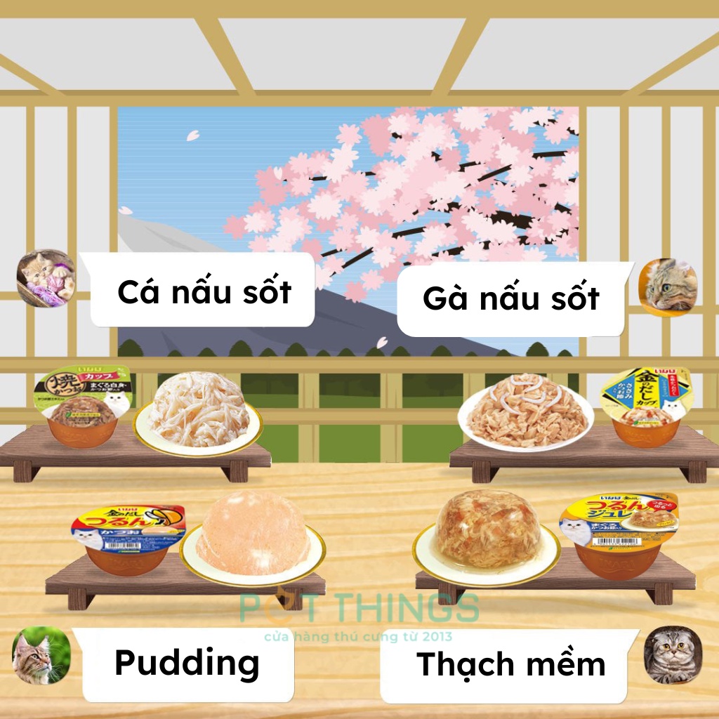 Thức ăn ướt cho mèo Inaba Cup các loại dạng hộp nhựa 65g / 70g / 80g