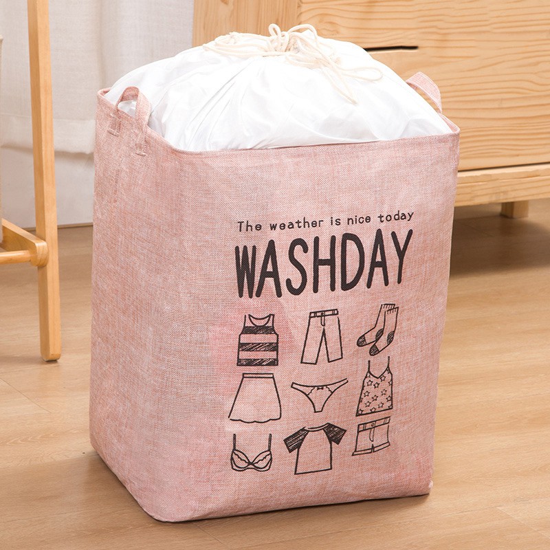 Giỏ đựng quần áo bằng vải cỡ lớn, túi đựng chăn màn đa năng washday có thể gấp gọn vintage xinh xắn (G9)