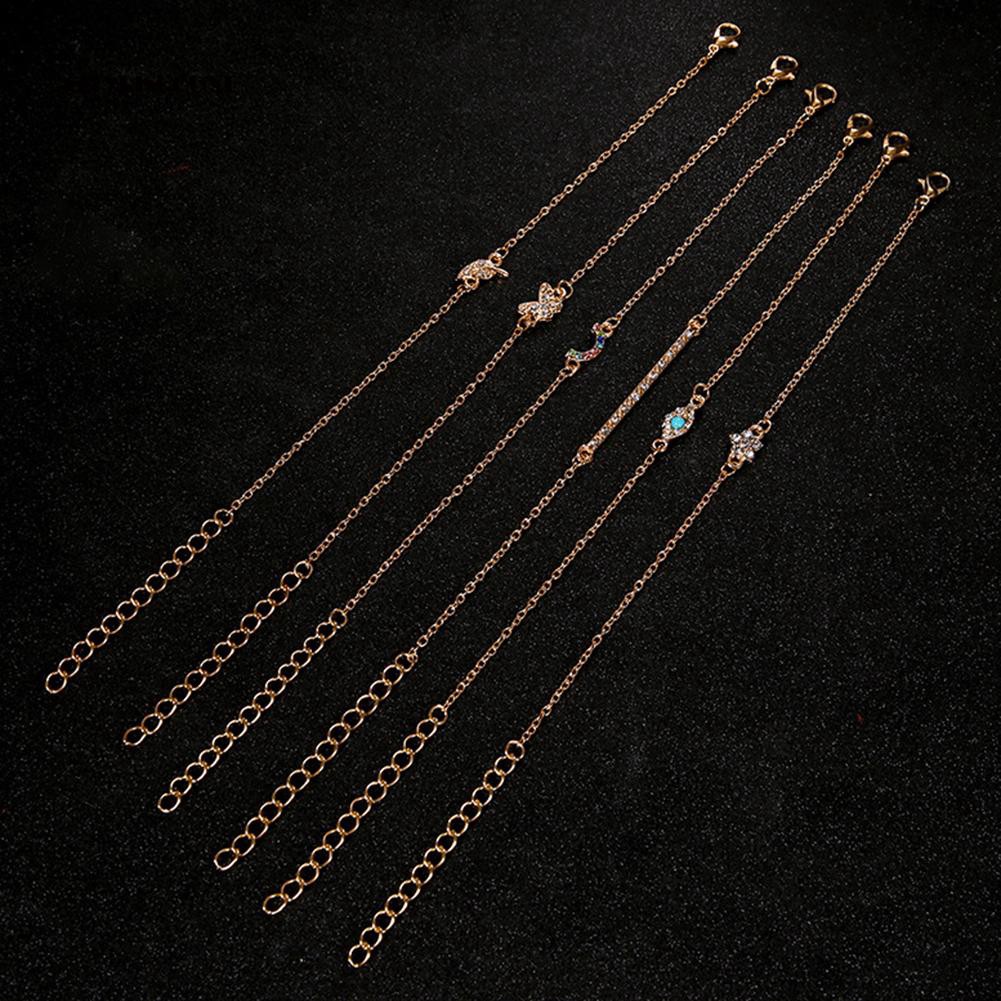 Bộ 6 vòng đeo tay hợp kim đính đá nhiều hình dáng thời trang | BigBuy360 - bigbuy360.vn