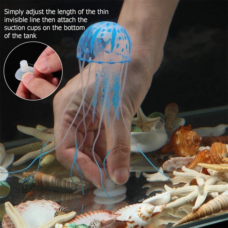 Sứa Silicone Nhân Tạo Màu Huỳnh Quang Dùng Trang Trí Bể Cá