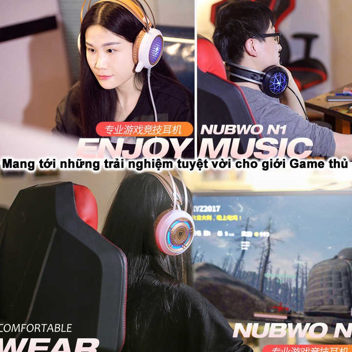 Tai Nghe Gaming NubWo N1 Âm Thanh Giả Lập 7.1 Đèn Led RGB Có Mic- Tai Nghe Chuyên Game Thủ Pubg , Ros, Liên Minh-YJ