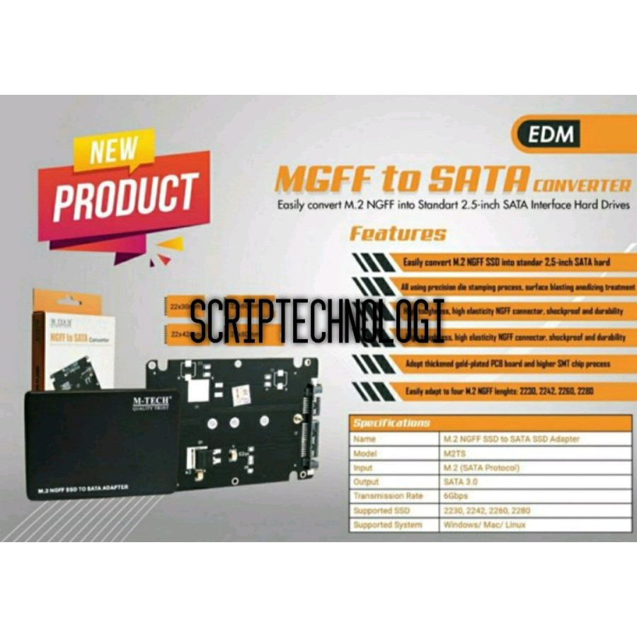 Hộp Chuyển Đổi M-Tech B Key M2 M.2 Ngff Ssd Sang Sata 3.0 Mtc-M2Ts M2