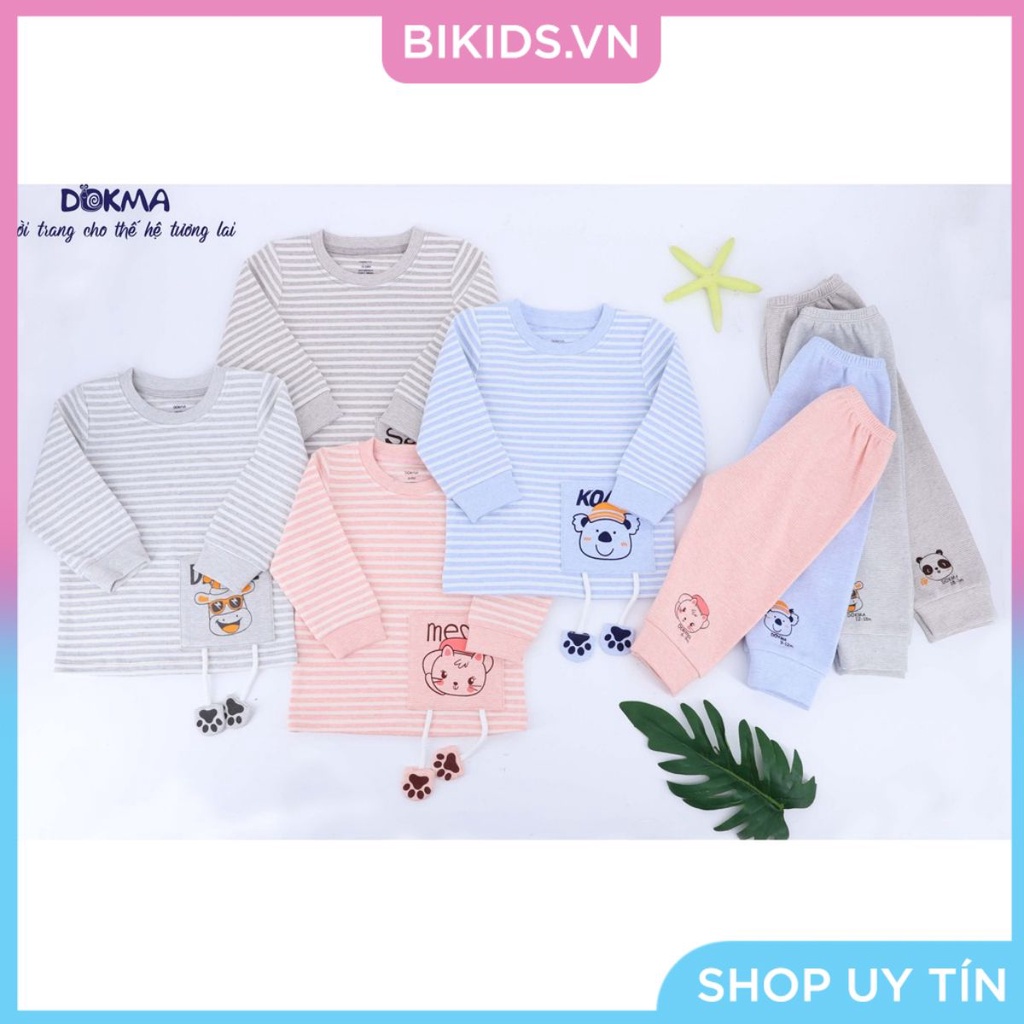 Dokma - Bộ cổ tròn chất nỉ nhung kẻ dày 9-36m DB674