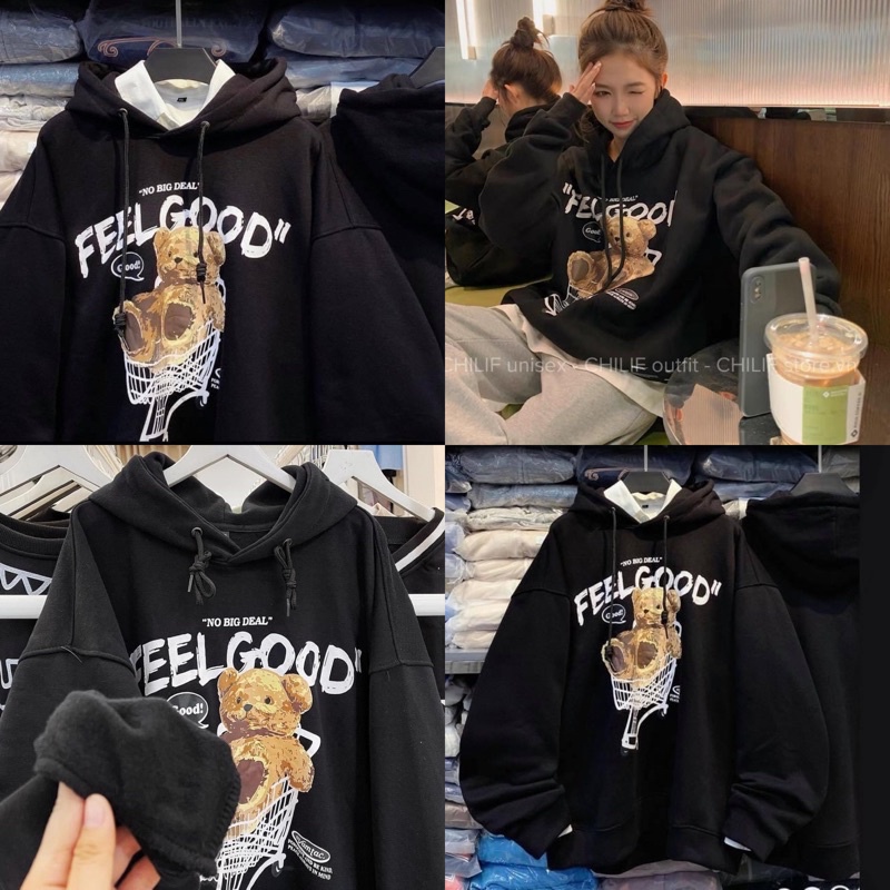 Áo Hoodie “ FeelGood “ Chất nỉ bông mềm mịn Form rộng unisex Nam/ Nữ ( Ảnh + Video thật 100% Hình in cực đep nét chuẩn ) | BigBuy360 - bigbuy360.vn