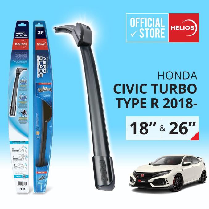 Set 2 Cần Gạt Nước Cho Xe Honda Civic Turbo Type R Yrs. 2018 Uk. 26 "& 18" Helios