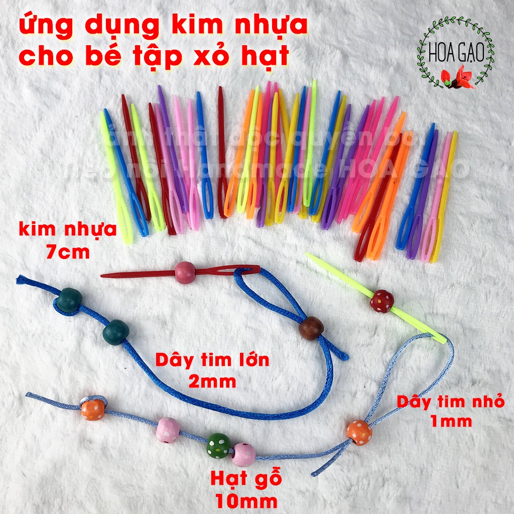 Kim đan len kim khâu len may tay to đầu nhọn, kim nhựa đầu tà HOA GẠO GK15 7cm 10cm dụng cụ may mặc loại tốt