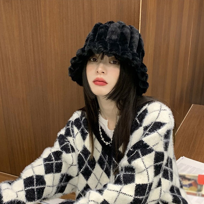 Mũ Tai Bèo Kẻ Sọc Dọc Màu Sắc Retro Hàn Quốc