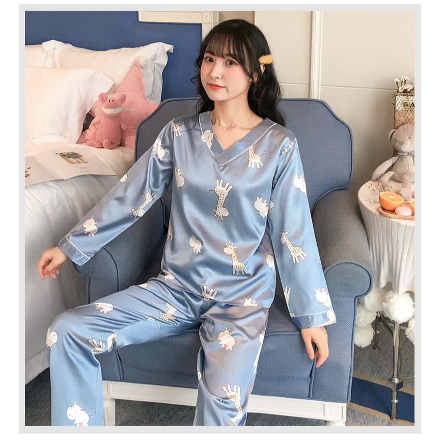 BIG SIZEM-2XL Bộ ngủ mặc nhà cổ VLụa băng mềm mại - IVY075