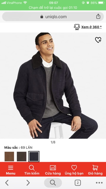 Áo da lộn nam uniqlo