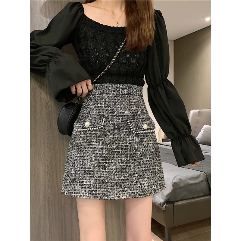 Chân váy dạ Tweed