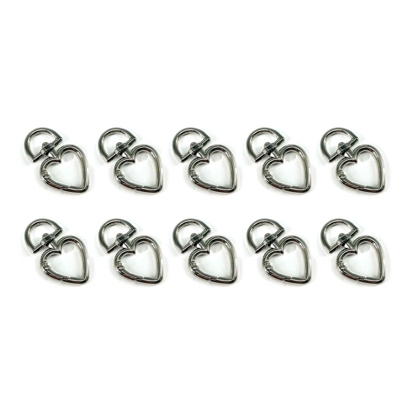 Set 10 Móc Khóa Hình Trái Tim Bằng Kim Loại Dùng Để Đan Túi Xách DIY