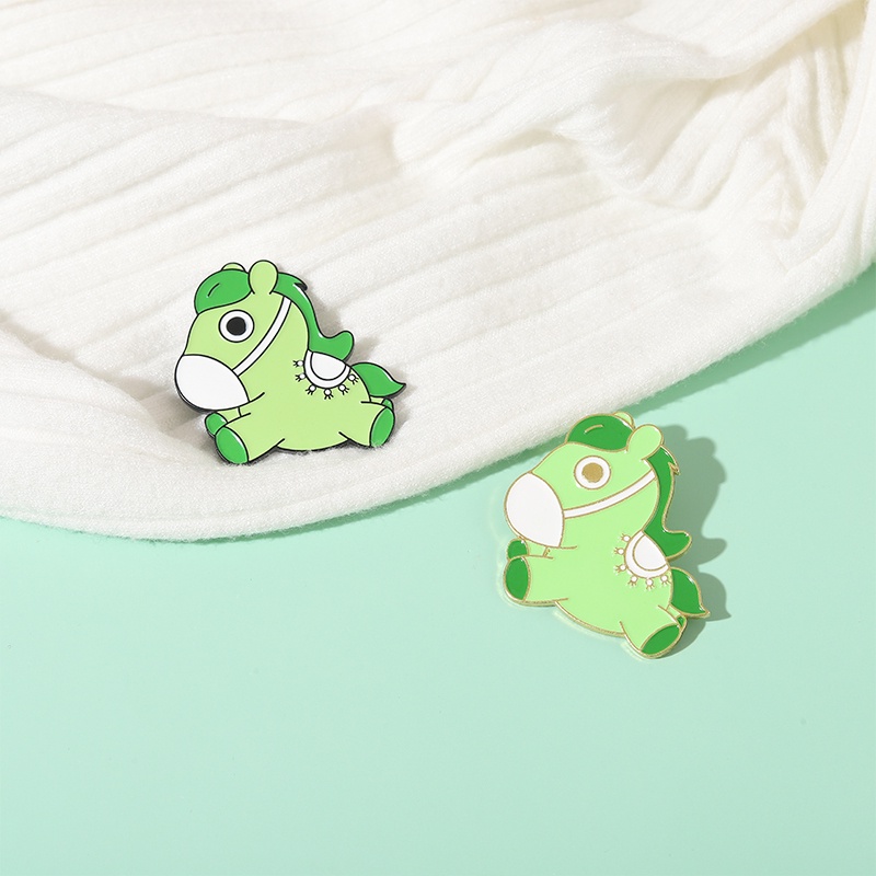 Huy Hiệu Cài Áo Hình Mặt Nạ Ngựa Xanh Dễ Thương