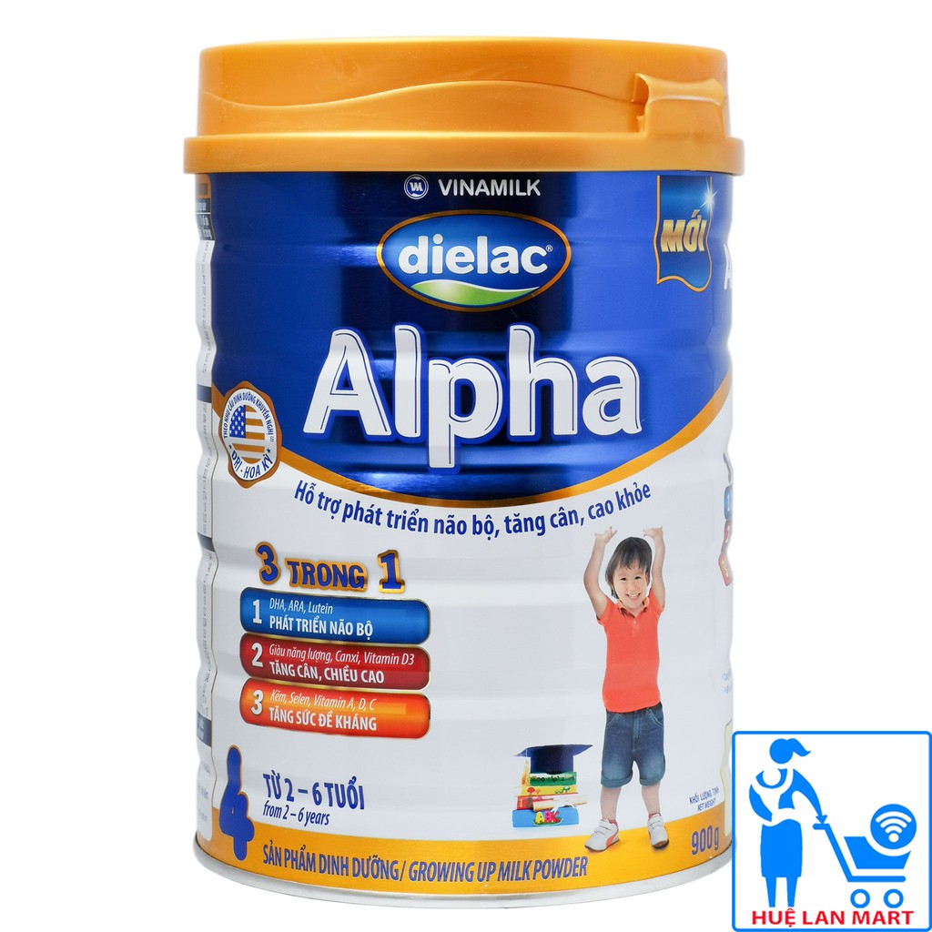 [CHÍNH HÃNG] Sữa Bột Vinamilk Dielac Alpha 4 - Hộp 900g (Cho bé 2-6 tuổi)