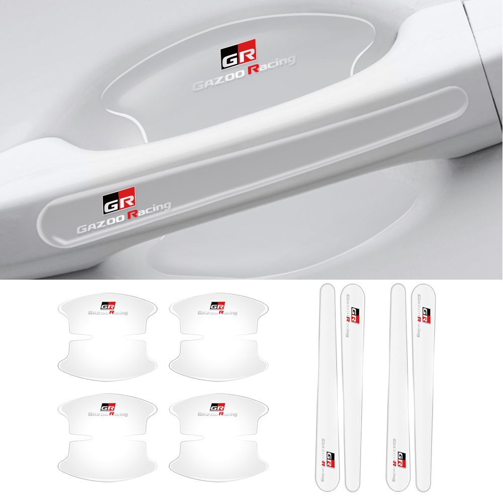 Bộ 4/8 Miếng Dán Tay Cầm Cửa Xe Hơi Bằng Silicon Chống Trầy Cho Toyota GR GAZOO Racing