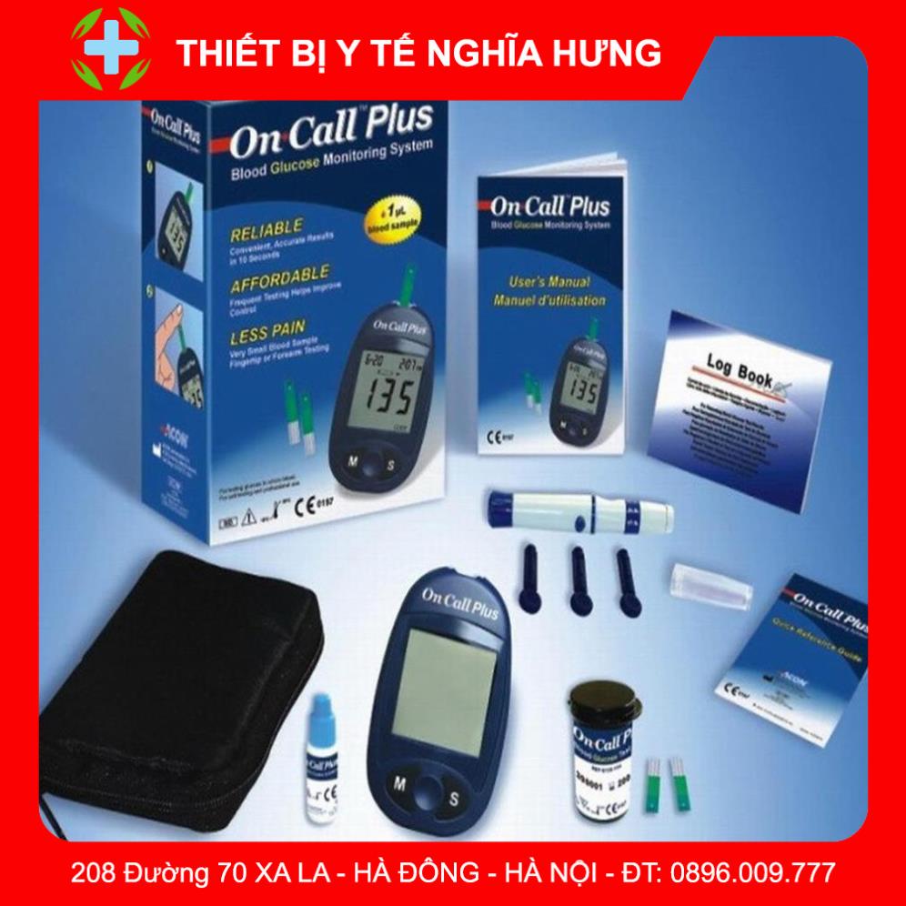 [Thương Hiệu Mỹ] Máy đo đường huyết On Call PLus - Tặng Kèm 25 que thử - Đo Chính Xác 99% trước và sau khi ăn