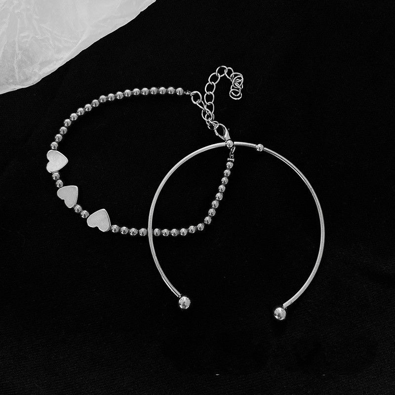 Vòng Tay Chuỗi Hạt Hình Trái Tim Thời Trang Phong Cách Punk Cá Tính 22347