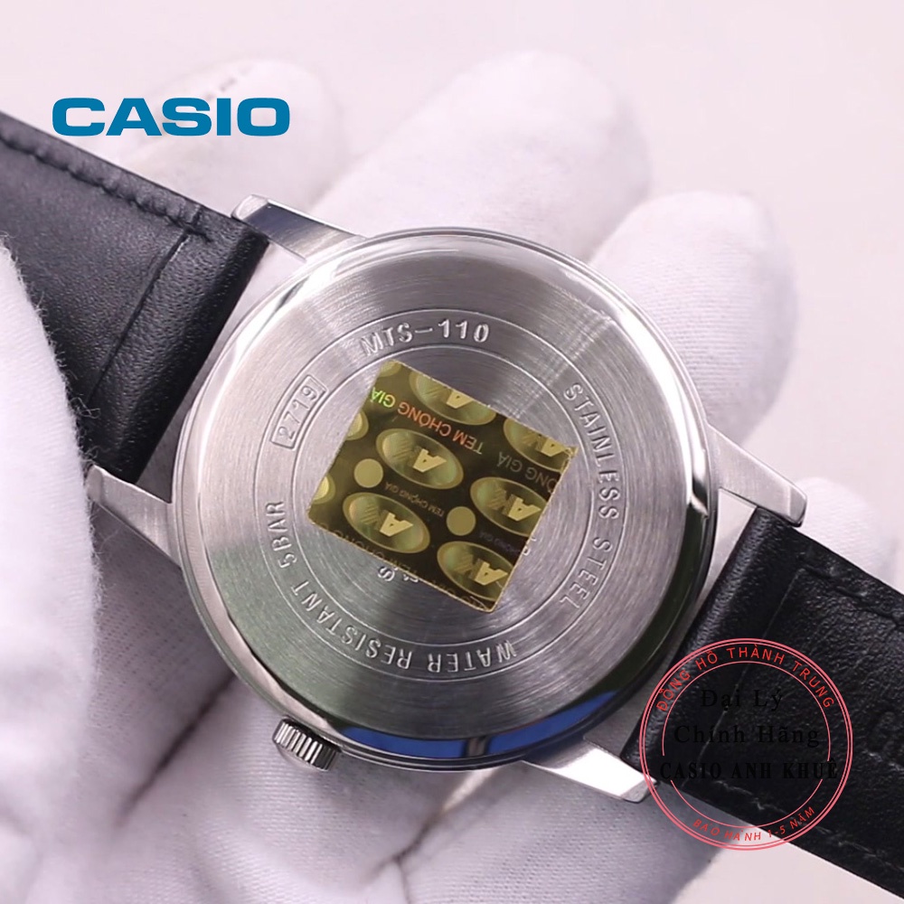 Đồng hồ nam casio MTS-110L-1AVDF mặt sapphire pin 10 năm cỡ nhỏ