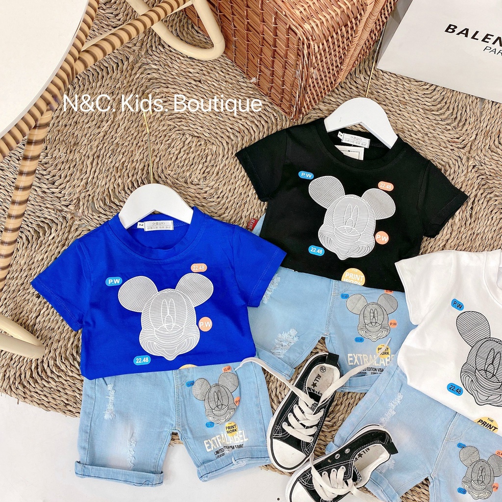 Đồ Bộ Cho Bé Trai Siêu Chất Áo Cotton Quần Jean Đẹp Size 8-20kg DNK90