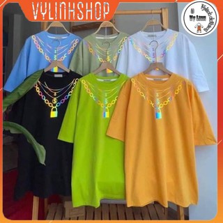 Áo thun nữ VYLINHSHOP Áo phông cotton vòng cổ xích khoá phản quang 7 màu siêu bền không nứt ố