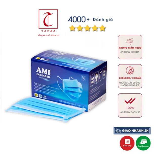 Khẩu Trang Y Tế 4 Lớp Kháng Khuẩn Ami Chính Hãng ( 50 chiếc 1 Hộp)