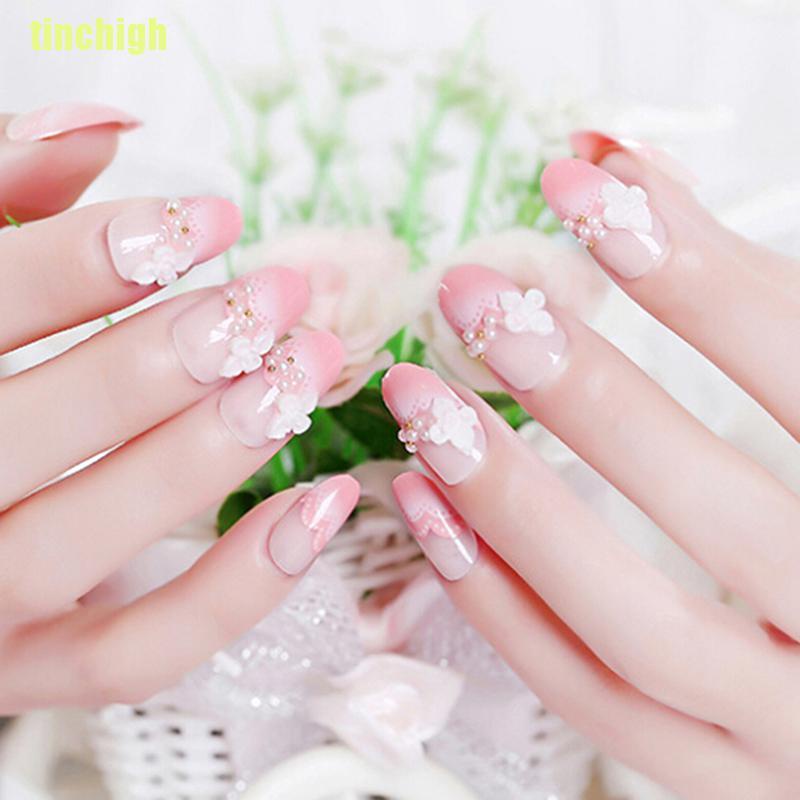 (Hàng Mới Về) Bộ 24 Móng Tay Giả 3D Màu Hồng Xinh Xắn