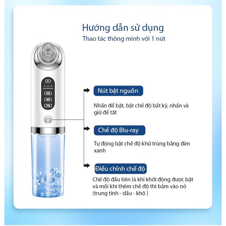 Máy Hút Mụn Đa Năng Thế Hệ Mới - Hút mụn cám, đầu đen, bã nhờn làm sạch phun oxy dưỡng ẩm