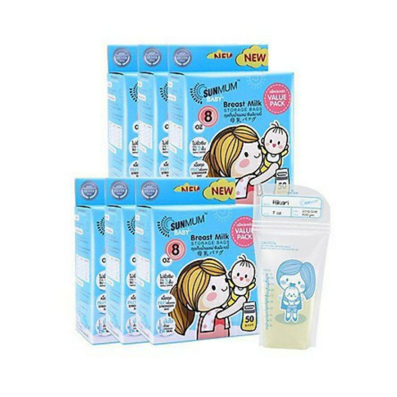 Túi trữ sữa Sunmum  thái màu xanh dung tích 250ml và 100ml