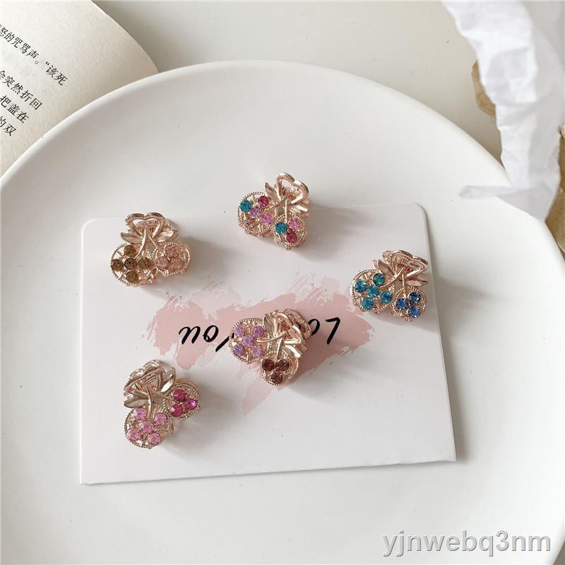 ⊙❁kẹp tóc mái nhỏ bắt mini siêu flash lưới màu đỏ Rhinestone kim loại gãy bướm tình yêu