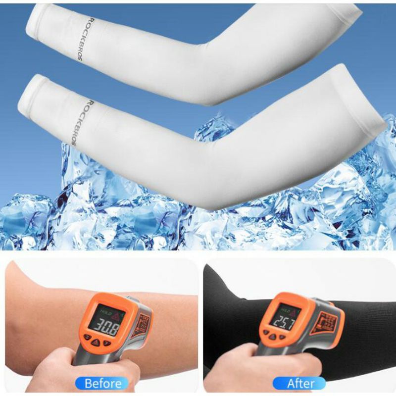 HCM Rockbros găng tay dài găng cánh tay xe đạp thể thao chống tia UV vải lụa lạnh - Giao Hỏa Tốc