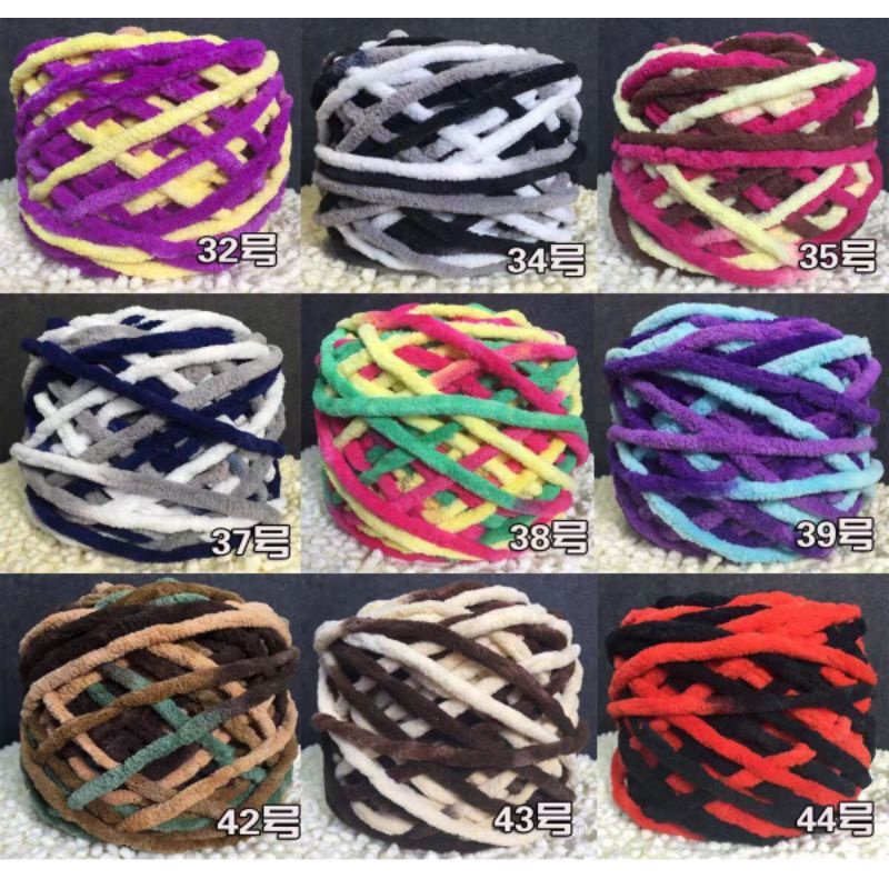 Len Nhung Đũa Bảng Màu Loang, Len bông sữa sợi to