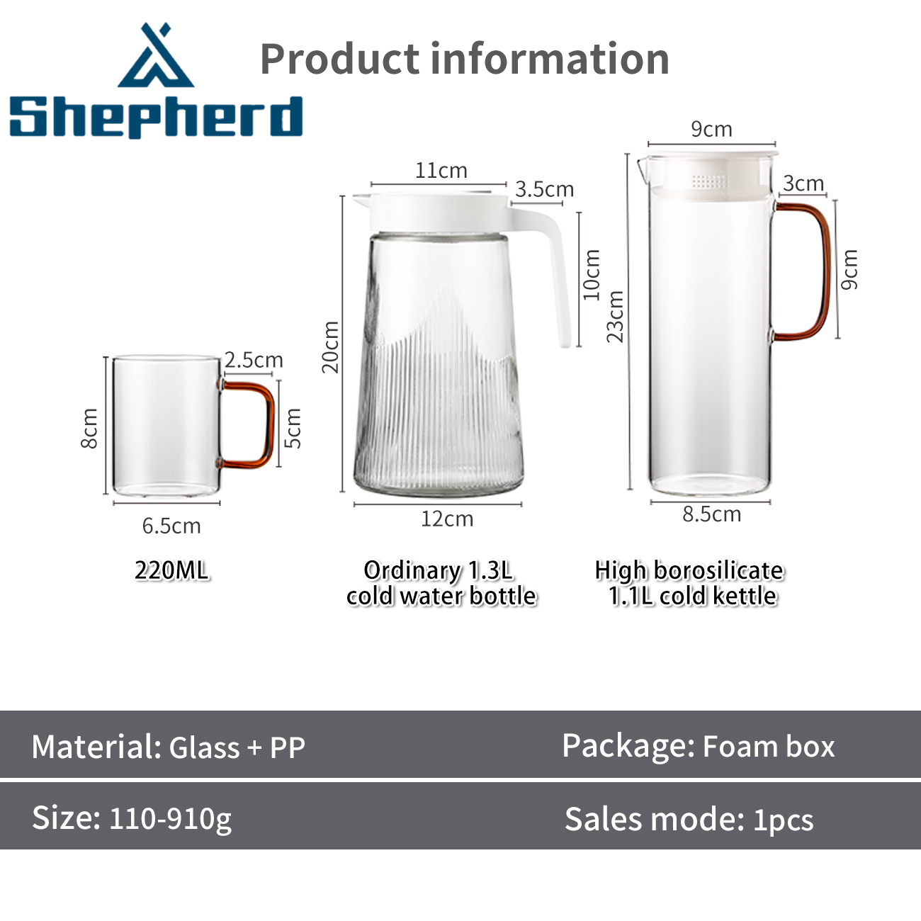 Shepherd Filtration Large Capacity Heat-Resistant Explosion Proof Glass Pot with Handle Set