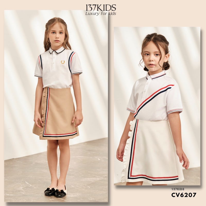 Quần váy chữ A vạt chéo thiết kế 137Kids cạp lưng chun co giãn cho bé gái