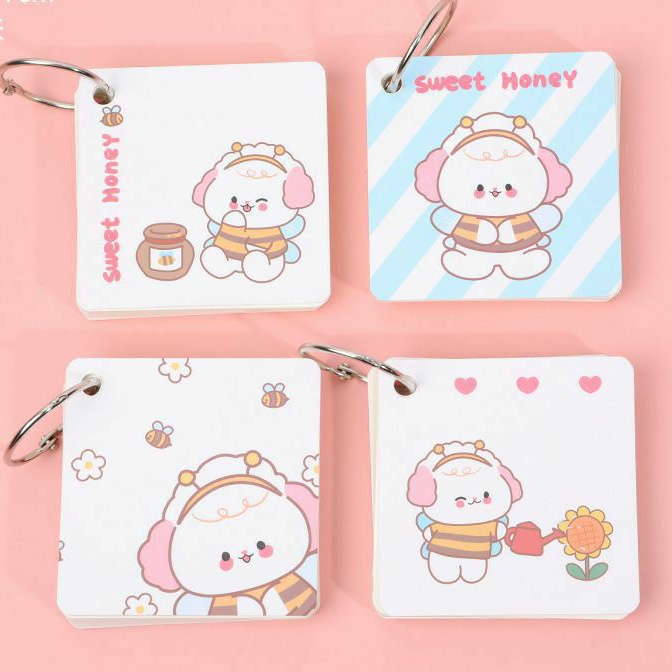 Flashcard học từ vựng ngoại ngữ hình vuông khủng long và các nhân vật hoạt hình cute/ flashcard ghi nhớ từ vựng 80 tờ