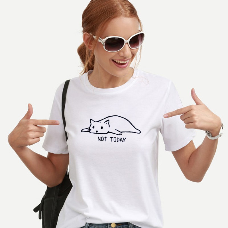 Áo thun phông nam nữ form rộng Familylove - Mẫu áo Unisex Mèo Lười Not Today  chất Cotton 100% cao cấp