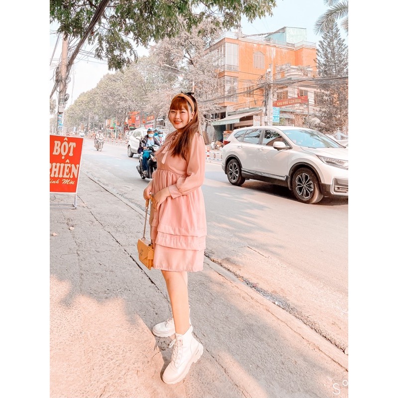 #Bigsize Đầm tơ babydoll nơ cổ | BigBuy360 - bigbuy360.vn