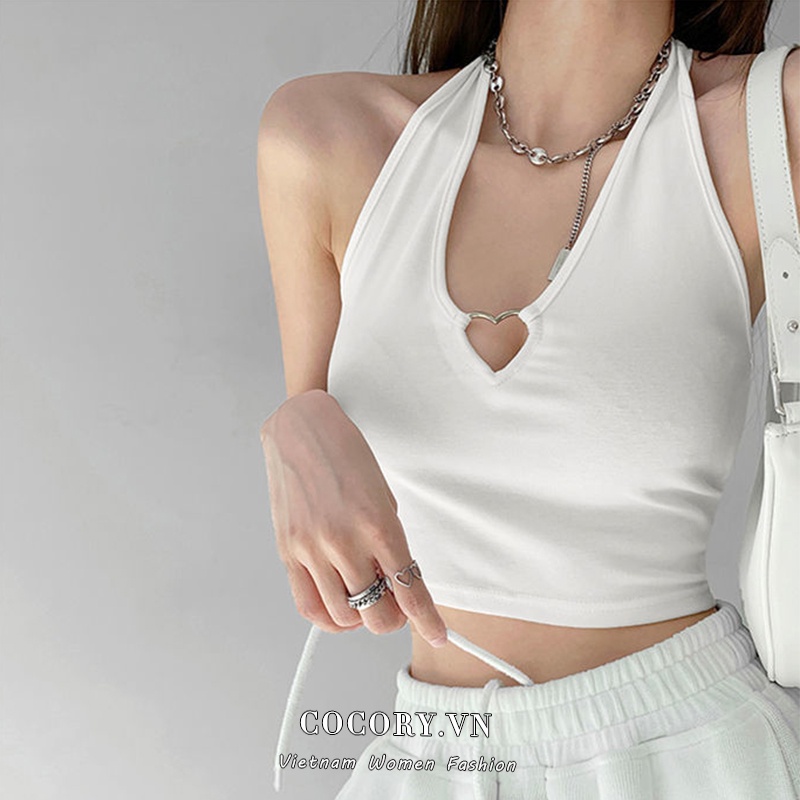 Cocory vn Áo Croptop Sát Nách Cổ Chữ V Quyến Rũ Cho Nữ Có 5 Màu Tùy Chọn