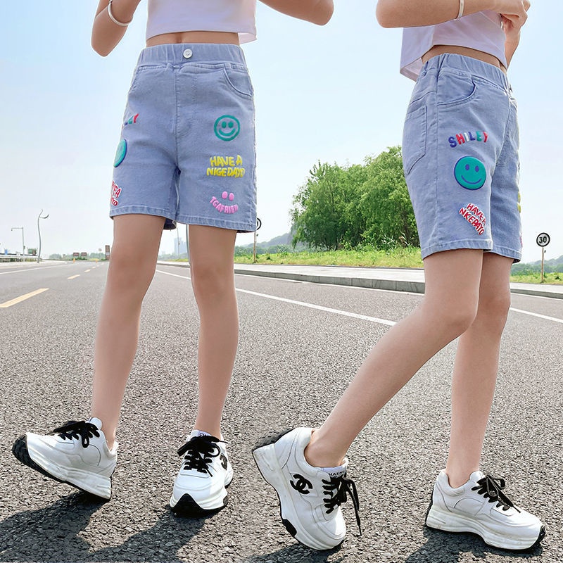 Quần Short Denim Thời Trang Mùa Hè Phong Cách Phương Tây Kiểu Mới 2022 Cho Bé Gái
