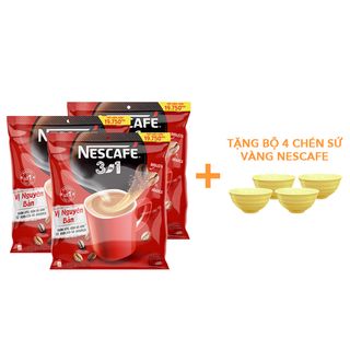  Cà phê hoà tan NESCAFÉ® 3IN1 VỊ NGUYÊN BẢN - công thức cải tiến - COMBO 3 bịch x 46 gói x 16g