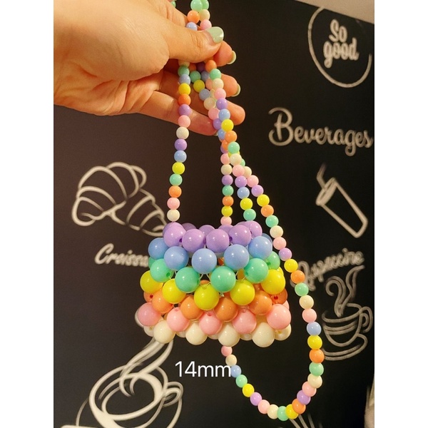 Túi tote mini đính hạt màu cầu vồng xinh xắn