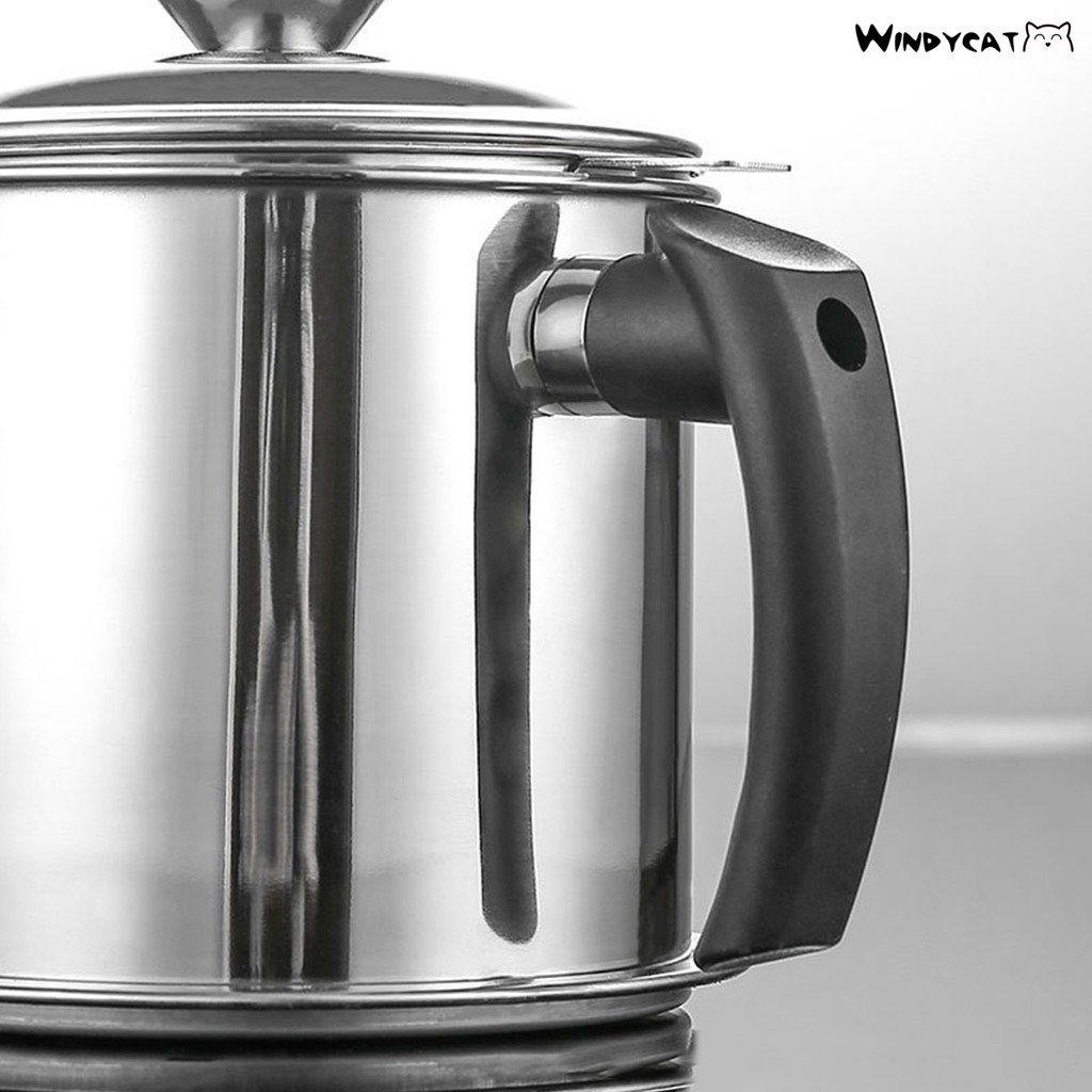 Bình Đựng Dầu Bằng Thép Không Gỉ 1.3l Kèm Tấm Lưới Chống Trượt Tiện Dụng