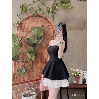 [Ảnh thật] Áo peplum 2 dây xòe lệch tà