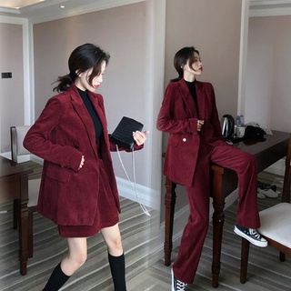 Set vest nhung 2 lớp gồm áo vest và chân váy hoặc quần kèm ảnh Thật
