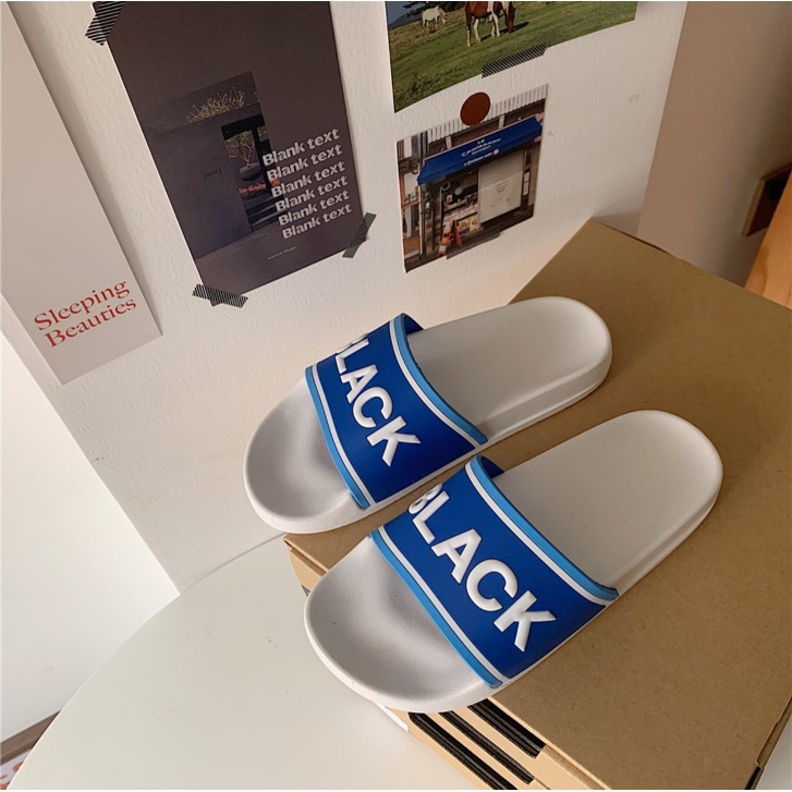 Dép quai ngang nam nữ Black Slides chống nước, trơn trượt