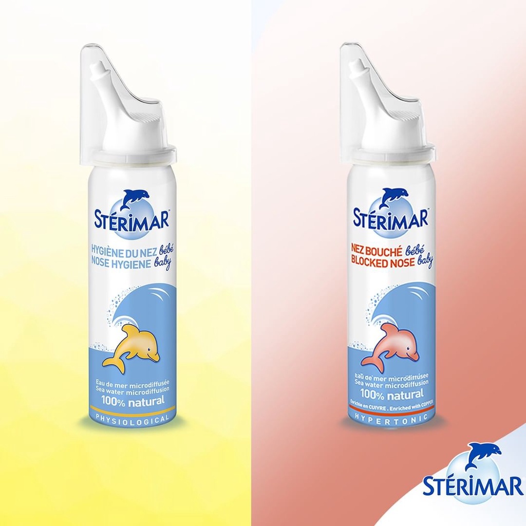 Nước muối sinh lý xịt mũi cá heo Sterimar nội địa Pháp cho bé từ sơ sinh đến 3 tuổi